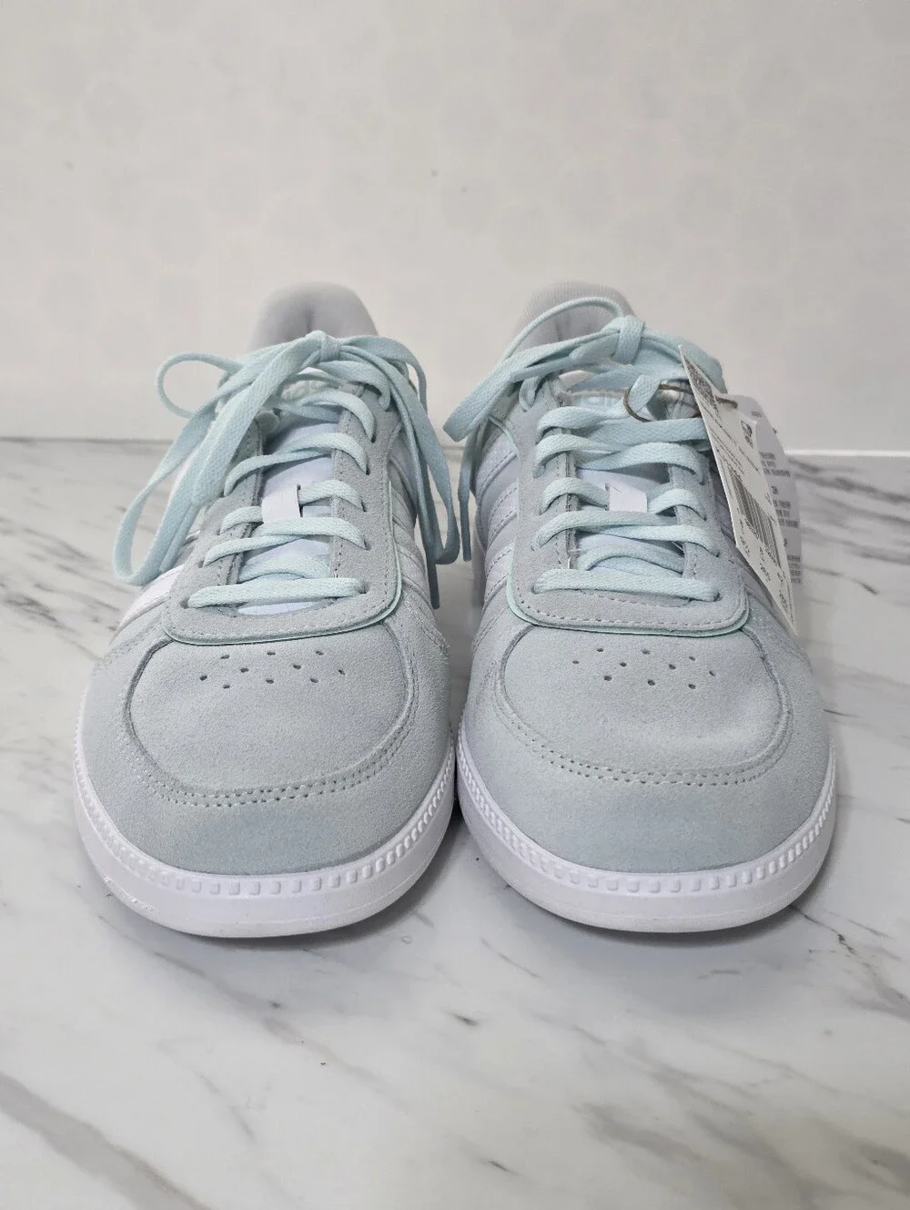 adidas Women’s Mint Green and White Court-Style Sneakers